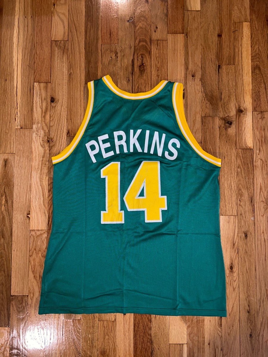 SAM PERKINS Champion SEATTLE SUPERSONICS Jersey 48 NBA Sonics