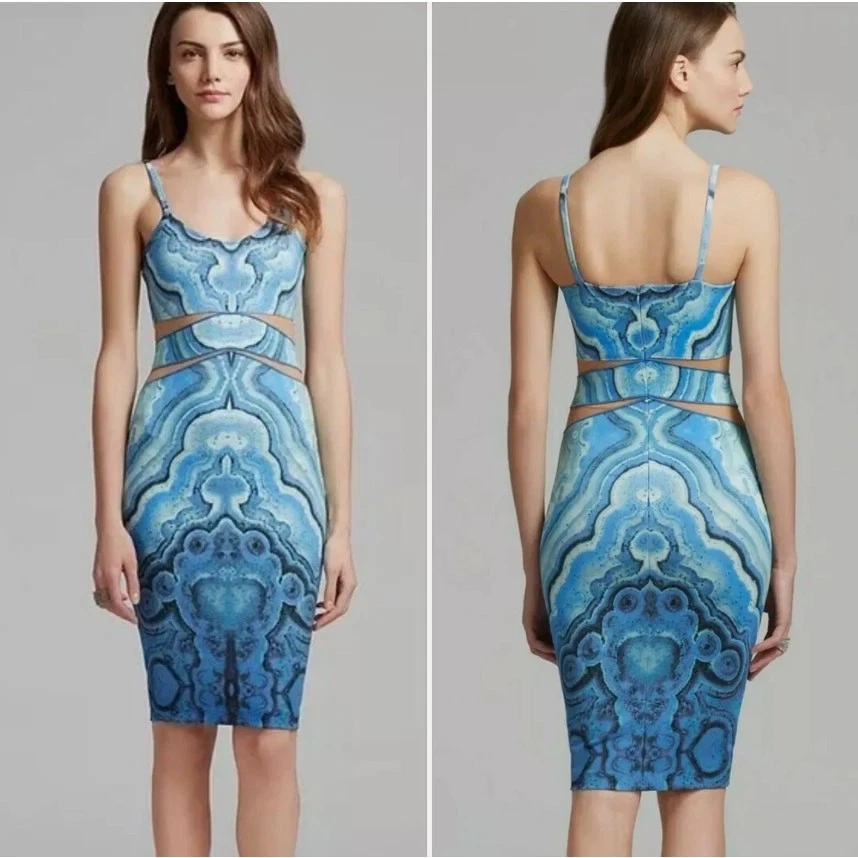 Vestido ceñido al cuerpo Y2K Torn by Ronny Kobo estampado recortado XS Paris Hilton Foto 3 de 4
