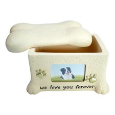 Yellow Pet Urn for Ashes Box with Picture Loss Pet Memorial Remembrance Gift
