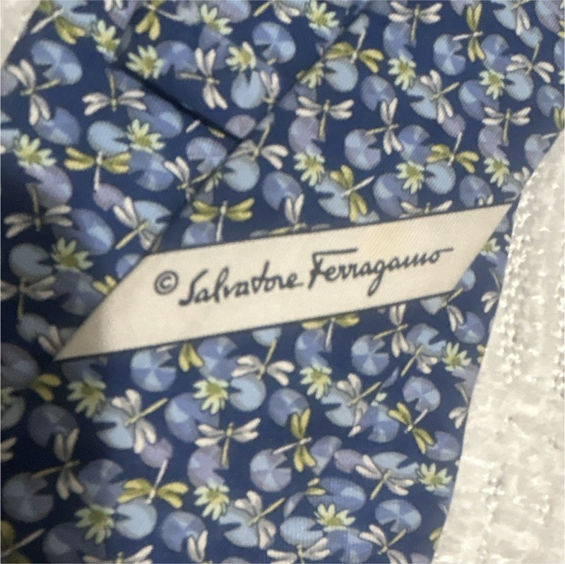 Salvatore Ferragamo Men’s Blue Floral Woven Silk Tie w/ Logo Accent