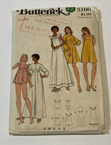 Butterick 3160 Vintage Pattern Misses Nightgown Robe Panties UNCUT Size 10 - Picture 1 of 3