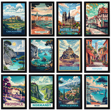 Vintage Travel Holiday France Poster Retro City Print Decor Wall Art A5 A4 A3
