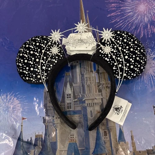 Disney Park 2026 Black Crown Star Rhinestone Celestial Halo Jeweled Minnie Ears