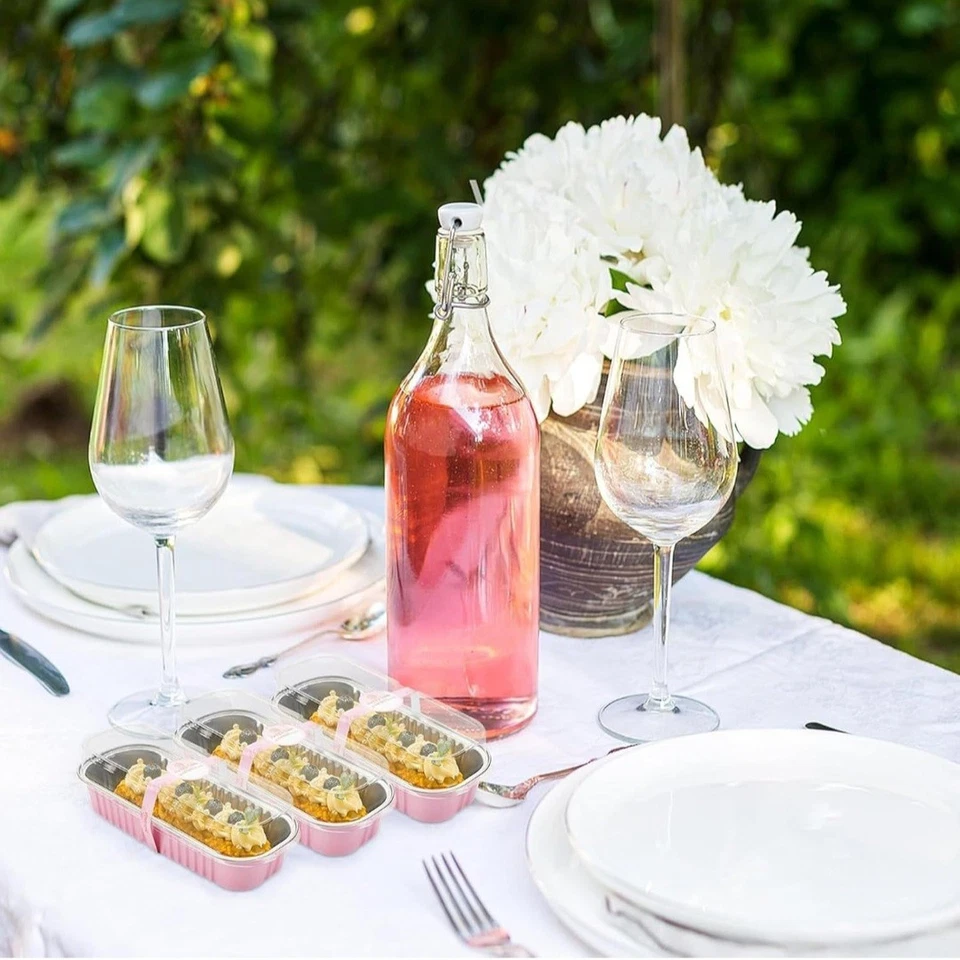 50Set Mini Loaf Cake Cases 200ML,Mini Loaf Tins with Lids and Spoons Aluminum F - Image 2 of 4