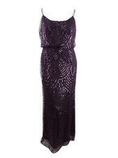Adrianna Papell Women's Embellished Blouson Gown (12, Currant) 652933583602