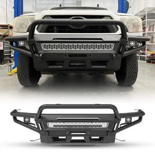 Full-Width Front Bumper w/Wings +Bull Bar +Winch Plate For 2005-15 Toyota Tacoma