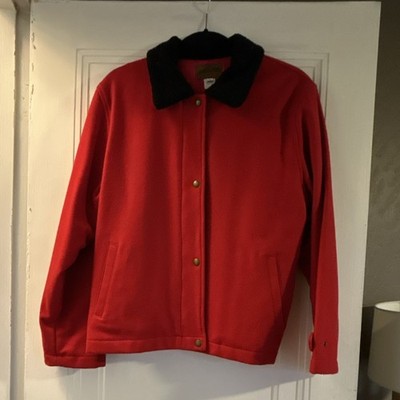 Pendleton Women's Red Jacket Black Collar Button and Zip Pockets Long Sleeve