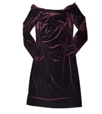 Eliza J Burgundy Velvet Off Shoulder Dress Womens Sz 4 Gothic Formal Knee Length