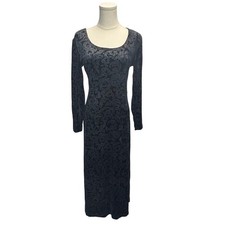 VTG 90s Carole Little Black Velvet Maxi Dress 6 Goth Whimsigoth Glam Witchy Vamp