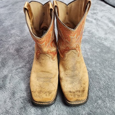 Ariat WorkHog Square Toe Boots Boys 5 Brown Leather Western Boot 10007837