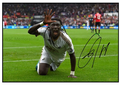 11040. Bafetimbi Gomis Signed Pictures (A4 Prints) Swansea Lyon Marseille etc.