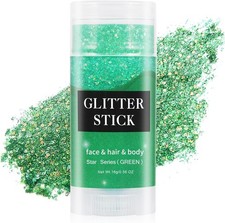 MEICOLY Green Body Glitter Stick,Christmas Hair Glitter Stocking Stuffers for Wo