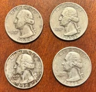 LOT OF FOUR: (2) 1954-D/1956/1962-D U.S. Washington Silver Quarters