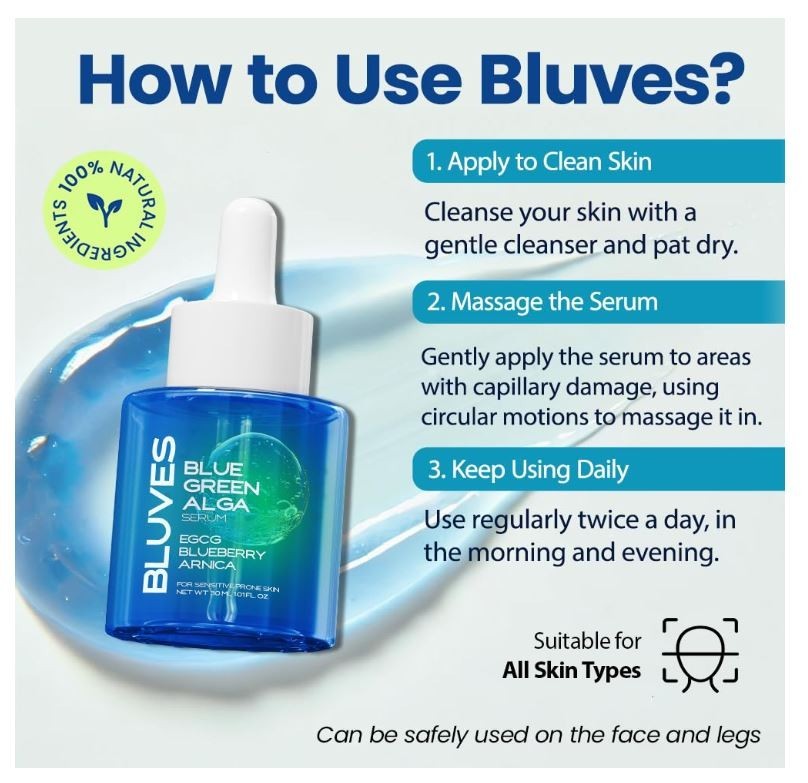 Bluves Blue Green Alga Serum 2 Pack Redness Relief & Skin Renewal 30ml