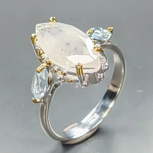 Fine Art Natural Moonstone Ring 925 Sterling Silver Size 7.5 /R462312