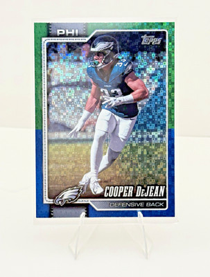 Topps 2026 Flagship Cooper DeJean #163 Blue Pixel Parallel, Green Foil #/99
