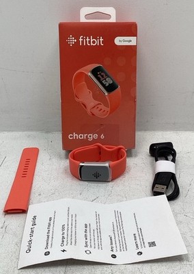 Fitbit Charge 6 Premium Fitness & Health Tracker in Coral w/ Sm & Lg bands