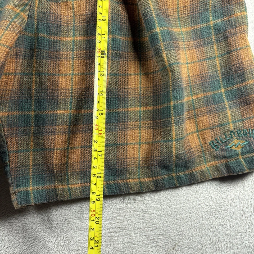 Винтажные мужские фланелевые шорты Billabong 34 в клетку с широким логотипом нашивка для серфинга США NO3075 - Изображение 2 из 4