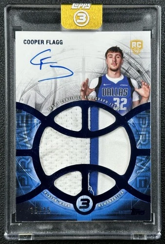 COOPER FLAGG 2025-26 TOPPS THREE 3 RELIC ROOKIE PATCH AUTO PRIME BLUE RC 15/15