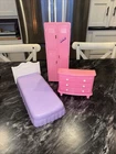 Vintage Mattel 1990’s Lot Of Furniture Bed, Locker & Dresser