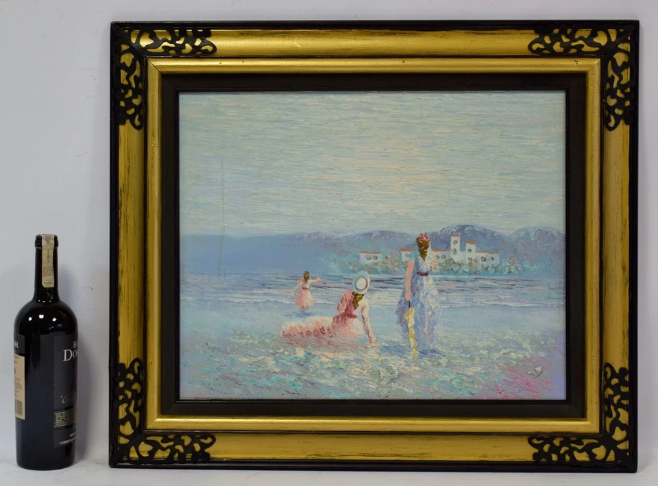 20. Jh. Altes Gemälde, Drei Frauen in mediterraner Landschaft, Öl, 68 x 58 cm - Bild 2 von 4