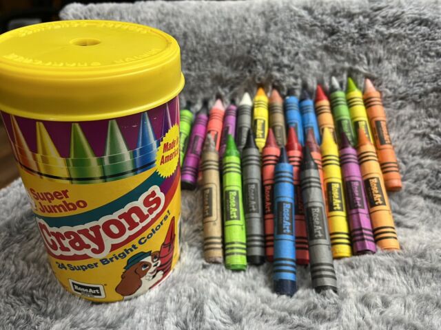 Vintage Rose Art Super Jumbo Crayons 24 w/Sharpener Super Bright Colors 1991