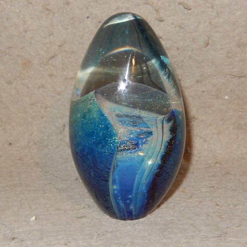 EICKHOLT Large 1993 Signed Art Glass Paperweight Egg Studio Dichroic Glitter - Picture 8 of 14