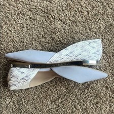 WHBM Christine Plains Snakeskin Lavender Pointed Toe Flats Size 9
