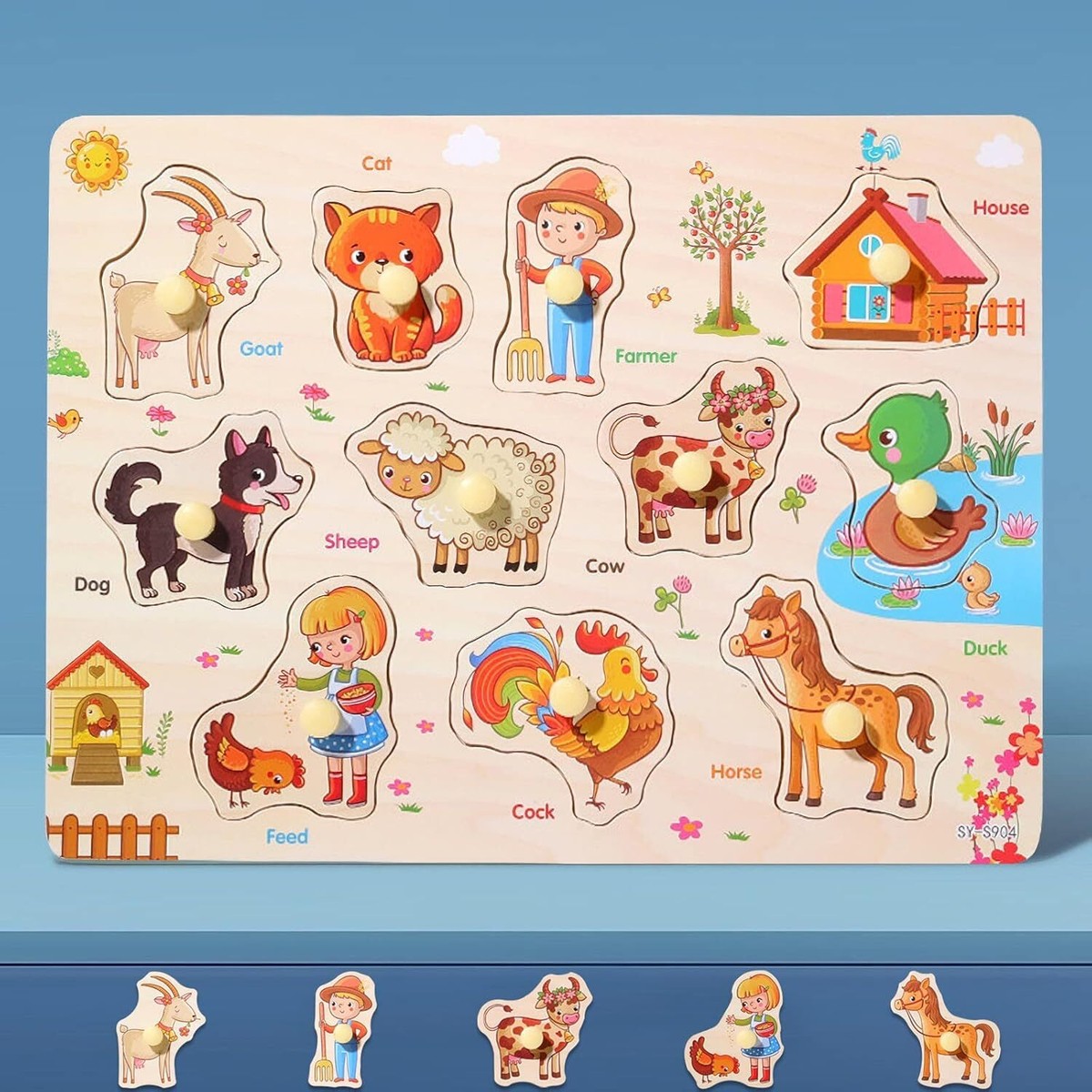 MoinKidz 100 Piece Wooden Jigsaw Puzzle For Kids Ages 3-8 - Dinosaur Theme, Unique Puzzle Pieces, Includes Wooden Tray - View #4