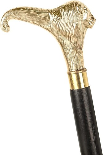 Brass Lion Handle Cane - Black Wooden Walking Stick, Handcrafted, Perfect for Me - Picture 5 of 5