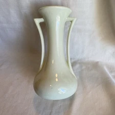 Vintage ‘82 Ceramic MCM Pale Green Two-handled Vase