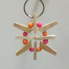 Bird Budgie Parakeet Cockatiel Bell Wooden Swing Climb Pet Toy Hand Made In USA