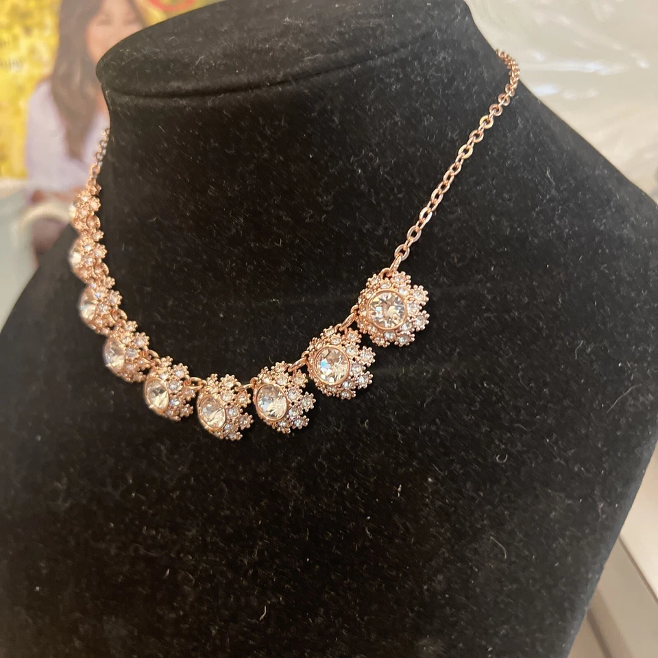 $159 COLLAR NUEVO CON ETIQUETAS TED BAKER ORO ROSA MARGARITA ENCAJE 17" CON CRISTALES DE SWAROVSKI JL81 Foto 4 de 4