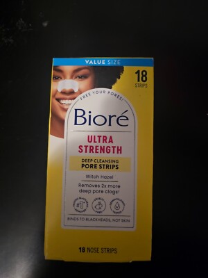Biore Witch Hazel Blackhead Remover Pore Strips for Nose Ultra Strength 14 Count