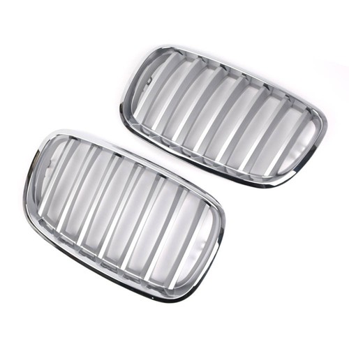 2X Full Chrome Front Bumper Grill Kidney Grille For BMW X5 X6 E70 E71 2007-2013 - Picture 3 of 8