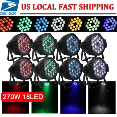 18LED Par Can Stage Lighting RGBW 270W Strobe Beam DMX DJ Disco Party Show Light