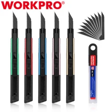 WORKPRO 5PCS Utility Knife Retractable Snap-off Blade Heavy Duty Box Cutter Set