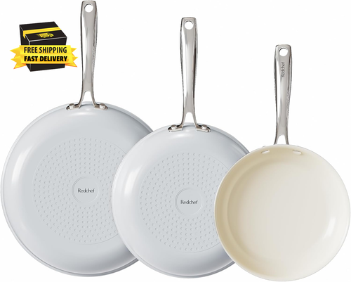 Non Stick Ceramic Frying Pan Set, Non Toxic Ceramic Pans for Cooking, 8" 9.5" 11