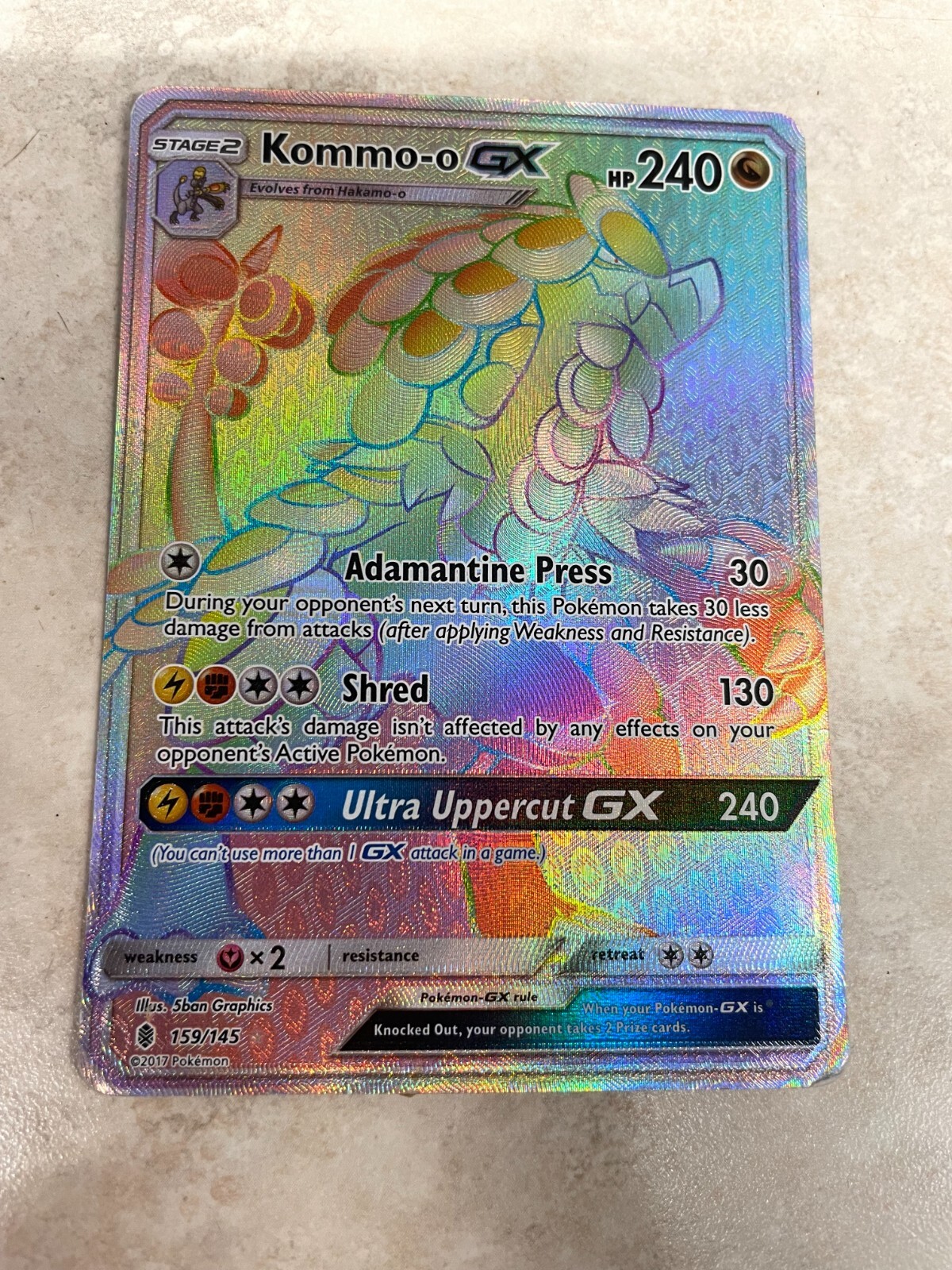 SUN & MOON GUARDIANS RISING KOMMO- O GX 159/145  - Pokemon Card - HP
