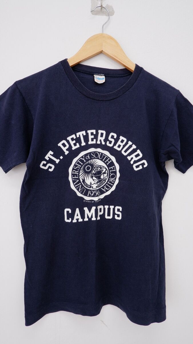 Champion blue bar tag 70s vintage USA St Petersburg campus tshirt XS | eBay