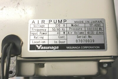 Yasunaga YP-40VC Linear Air Pump   TEL Tokyo Electron Lithius   Tested
