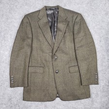 Burberry Sport Coat Mens 42 Wool Greenish Tweed Blazer Suit Jacket Vintage Read