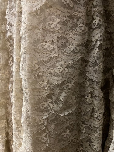 Vintage Taffy's Of CA Beige Tiered Lace Cupcake Wedding Dress Gown Strapless Zip - Picture 7 of 8