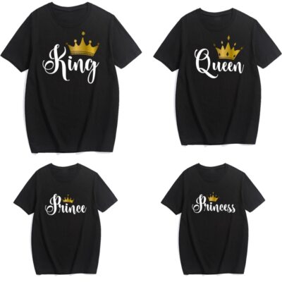 Matching Clothes Casual Father Son Mother and Daughter Shirts Gold Crown  print | eBay
