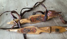 ancienne Paire de Patins à Glace - Vintage - Bois - Acier - Cuir - Pays-Bas - 19