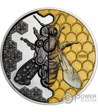 MECHANICAL BEE Bees Clockwork Evolution 3 oz Silver Coin 2000 Togrog Mongolia