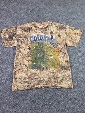 Vintage All Over Colorado Map T Shirt Mens Large Lg Print Elk Moose Bear