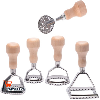 Holzgriff Ravioli Former 5er Set mit Schneidkante
