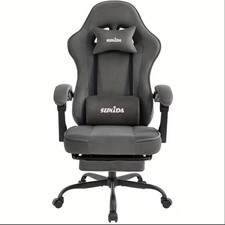 SUKIDA Gaming Chair, Ergonomic with Footrest, Adjustable Racing, Grey