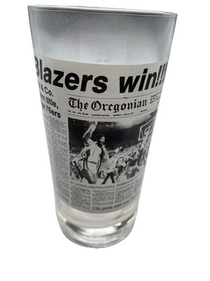 1977 Portland Trailblazers Headlines: ''Blazers Win!!!'' NBA Champions 12oz Glass